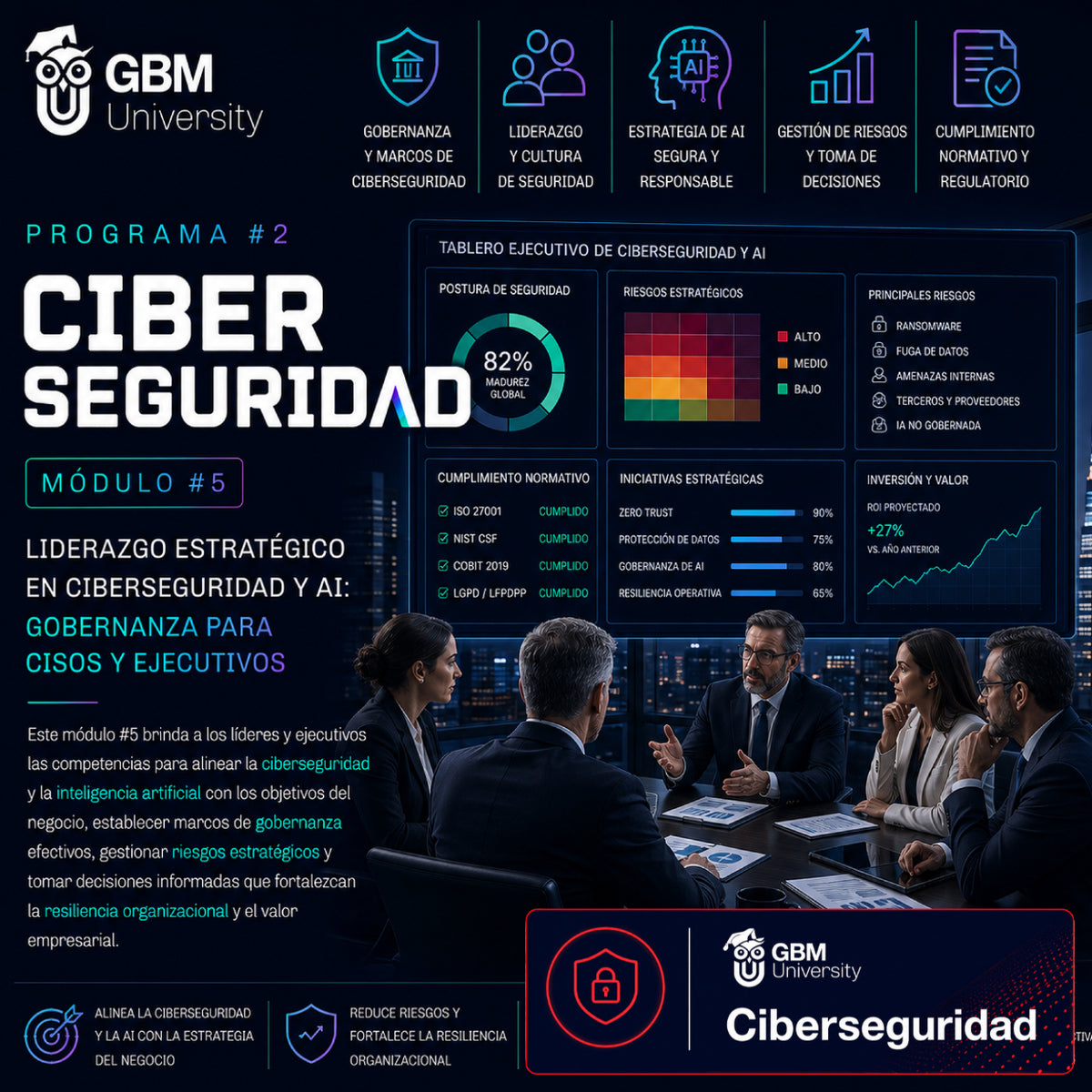 Programa #2 Ciberseguridad Módulo #5 Liderazgo estratégico en ciberseguridad y AI: Gobernanza para CISOs y ejecutivos.